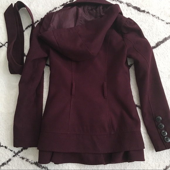 Purple Winter Coat with Removable Hood & Belt XS - Picture 7 of 8